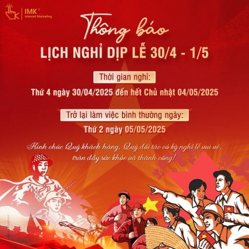 Thông báo lịch nghỉ lễ 30/04 và 01/05/2025